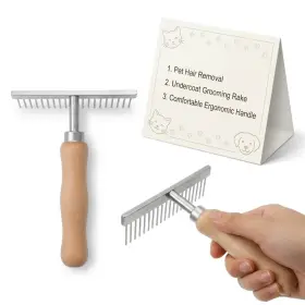 Popetpop I3i04k30n17l Dog Undercoat Grooming Rake Shedding Dematting With 13x10cm As Shown
