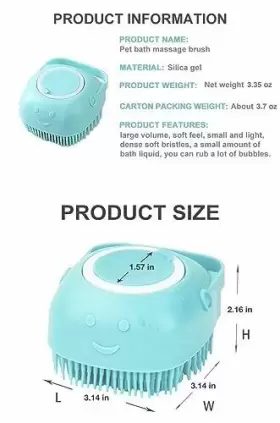 16-HB-115 PRETZA Functional Pet Bath Massage Brush Shampoo #3