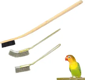 313029117193 QBLEEV Pack Bird Cage Brush Wooden Steel Handle