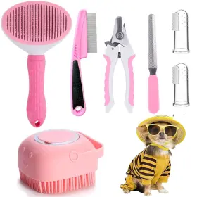 735994023576 QUBCCUM Cat Dog Brush Cleaning Slicker Pet Nail