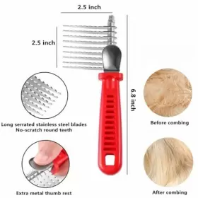 706238574756 QUMY Dog Comb Pet Rake Trimmer Steel #2