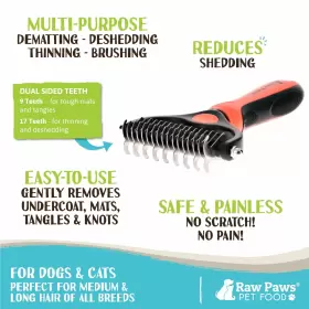 850006873753 RAW PAWS Undercoat Rake Dematting Tool Dogs Cats #2