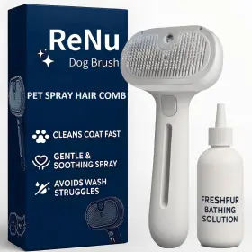 B0G7ZHSLPM RENU Cleaning Steamy Pet Brush Dogs Cats Removes