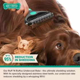815826020985 N RUFFUS Ruff Dog Brush Shedding Double Rake #2