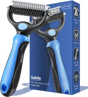 313110078082 SEBTLE Dog Brush Shedding Double Undercoat Rake