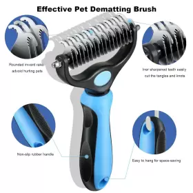 705353913389 SEBTLE Dog Brush Shedding Double Undercoat Rake #2