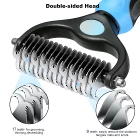705353913389 SEBTLE Dog Brush Shedding Double Undercoat Rake #3