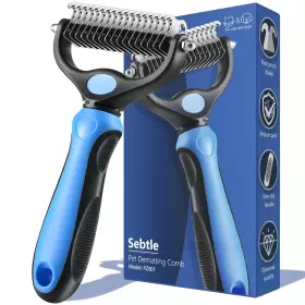 705353913389 SEBTLE Dog Brush Shedding Double Undercoat Rake