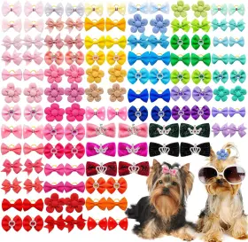 445032222243 SENNIEA Dog Hair Bows Cute Solid Si