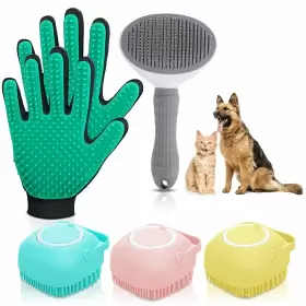 619438016455 SHYNEE Bathing Dog Scrubber Bath Brush Kit