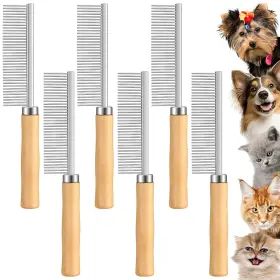 DUI-SILIFINE-3305 SILIFINE Comb Dogs Cats Wooden Handle Pet