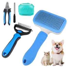 726084938991 SOGUE Dog Brush Shedding Cleaning Slicker Kit
