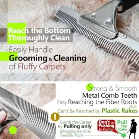 RAKE01 SOJOY01 Carpet Rake Pet Hair Removal Brush Broom #3