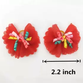 313101023060 SUFERMOE Multicolored Dog Bows Hair Ties Pet Top #3