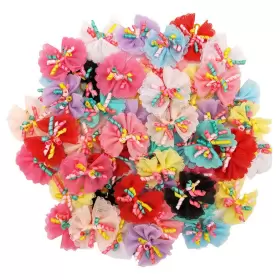 313101023060 SUFERMOE Multicolored Dog Bows Hair Ties Pet Top