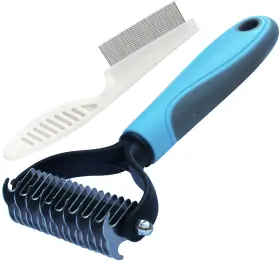 736519526389 SUNGLOW Double Undercoat Rake Comb Pet Tool Dog