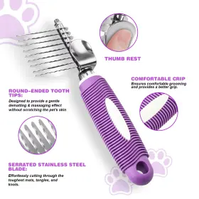 445036452400 SUPREME-GOODSOUTLET Pet Dematting Fur Rake Comb #3