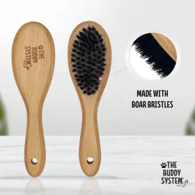 677120888643 THE BUDDY SYSTEM Cat Brush Boar Bristle Wooden #2
