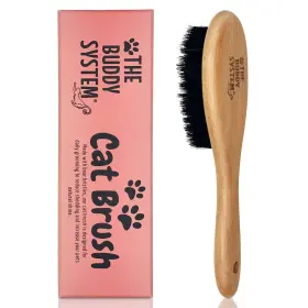677120888643 THE BUDDY SYSTEM Cat Brush Boar Bristle Wooden