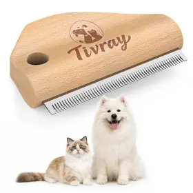 250494 TIVRAY Dog Brush Shedding Deshedding Natural Wood