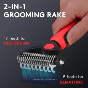 DR20241021RED TPOTATO Deshedding Pet Brush Haired Dogs Cats #2