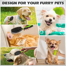 313027989907 UGNEL Dog Tools Double Bath Brush Shedding Suit #2