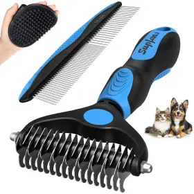 445033370318 UGNEL Pet Rake Comb Bath Brush Dogs Cats Double
