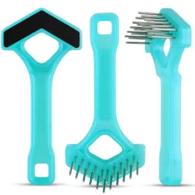 850000506954 UNTANGLER Mini Rake Double Row Rotating Aqua Top