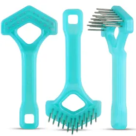 850000506985 UNTANGLER Mini Rake Double Row Rotating Aquablue