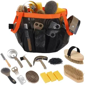 URO-MMRTZ01 UROSS Horse Brush Set Organizer Tote Bag Care Kit