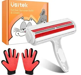 76350 USITEK Care Pet Hair Remover Roller Gloves Deshedding