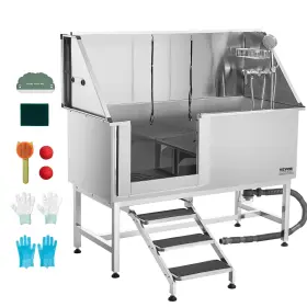 BXGCWYG62CSLV4J32 VEVOR Dog Bath Tub Steel Stairs Water Left