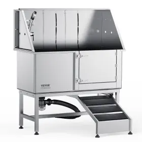 K1E01020 VEVOR Pet Dog Bath Tub Steel Wash Station Ramp Right