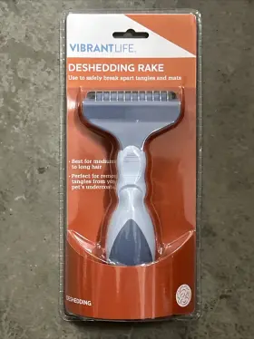 681131043502 VIBRANT LIFE Dog Deshedding Rake Hair Tool Comb