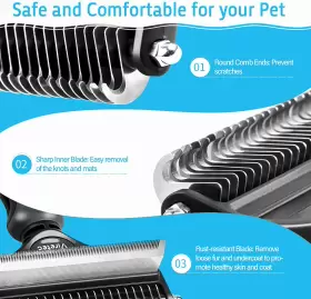 726084056299 VIRETEC Pet Deshedding Brush Cats Dogs #3