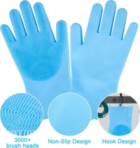 313037994922 VIWIK Dog Bath Brush Cat Bathing Silicone Glove #3