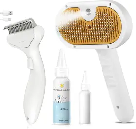 313039975929 VVWVVW Pet Steam Brush Set Dogs Cats Comb Spray
