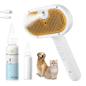 313110291269 VVWVVW Pet Steam Brush Dog Cat Spray Hair Comb