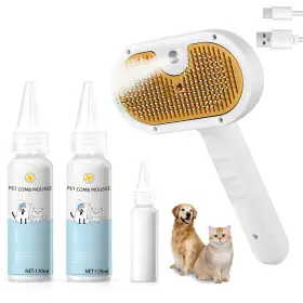754932626554 VVWVVW Pet Steam Brush Dog Cat Spray Hair Comb
