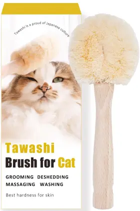 570043100808 WABLADE Cat Massage Tawashi Brush Wood Handle