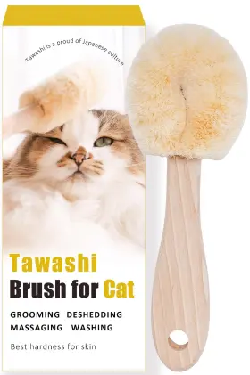 570043100815 WABLADE Cat Massage Tawashi Brush Wood Handle