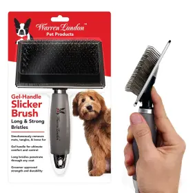 Warren London 800851 Slicker Brush For Dogs Gentle Detangling And Shedding Metallic