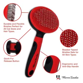 850024496255 WARREN LONDON Cat Pin Brush Ergonomic Grip Fur #2