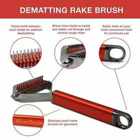 850024496620 WARREN LONDON Dematting Rake Dog Brush Shedding #2
