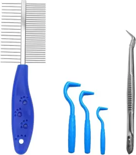 445027974980 WAXXY Tick Remover Tool Set Flea Combs Tweezers