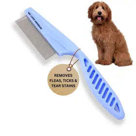 Facebrushsmall WE LOVE DOODLES Dog Comb Flea Tearstain