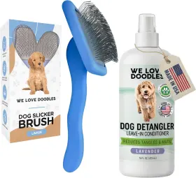 We Love Doodles 726084562066 Large Slicker Brush And Lavender Detangler Spray Pack - For Long-h