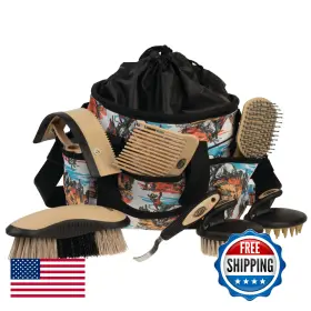 B0DPN9N6FX WEAVER EQUINE Horse Brush Set Organizer Tote Kit