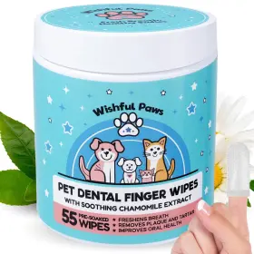 Wishful Paws Wp-fd-ch-55 Dog Teeth Cleaning Wipes - Tooth Brushing Kit Toothbrush Finger Wip