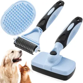 767461189452 XAQMHSW Cat Dog Brush Set Slicker Deshedding Bat